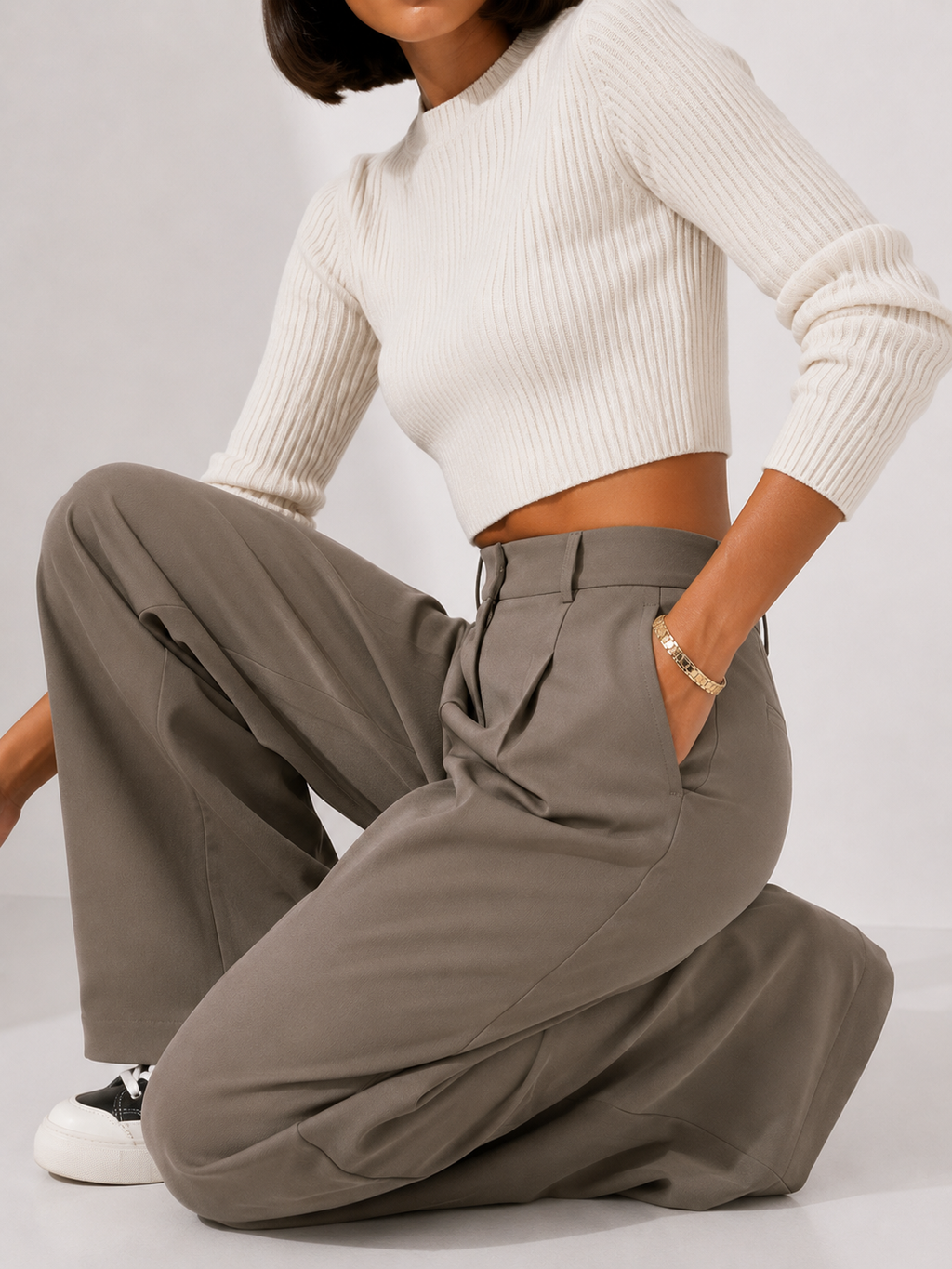 Wide-Leg Tailored Trousers