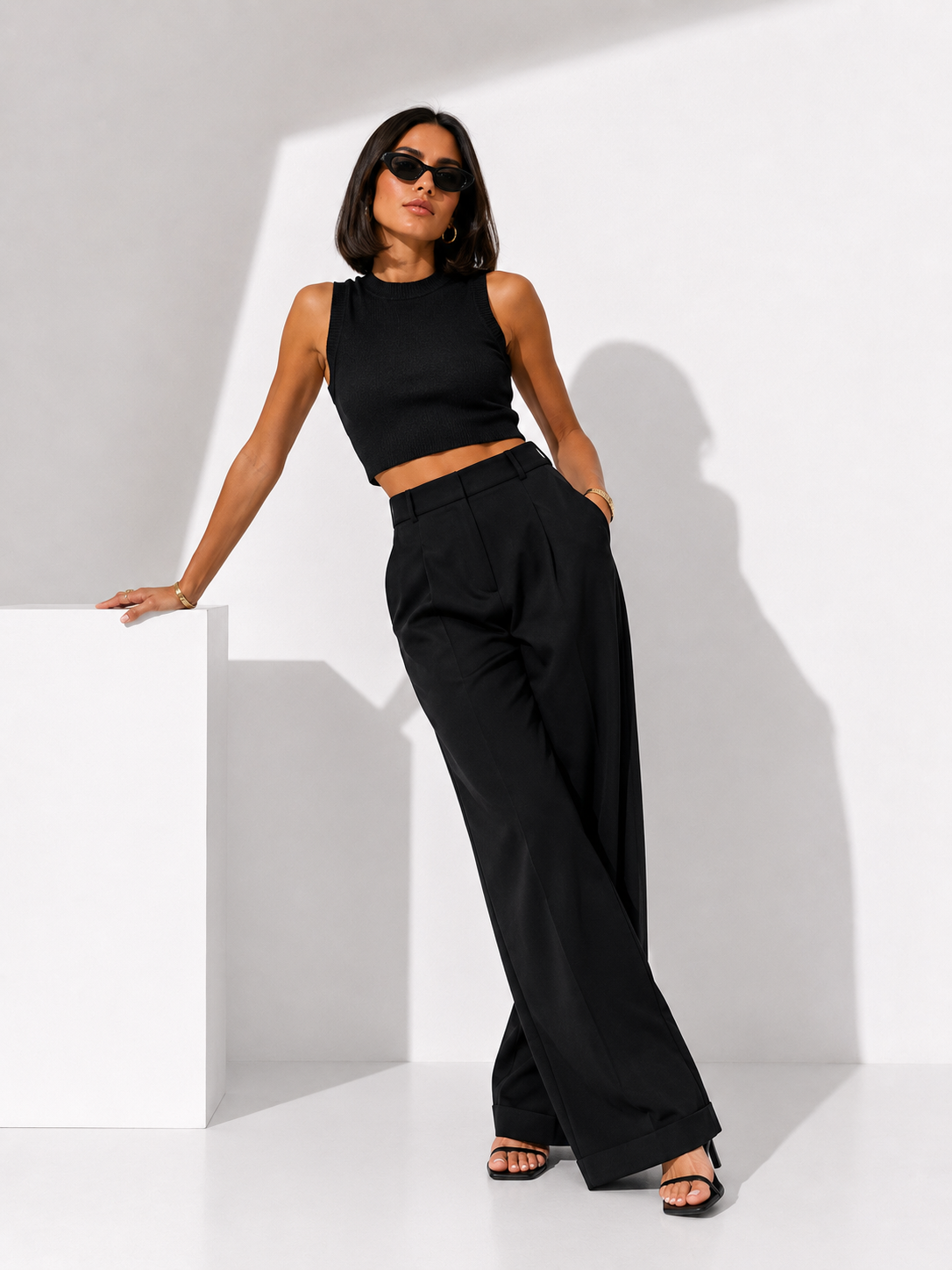 Wide-Leg Tailored Trousers