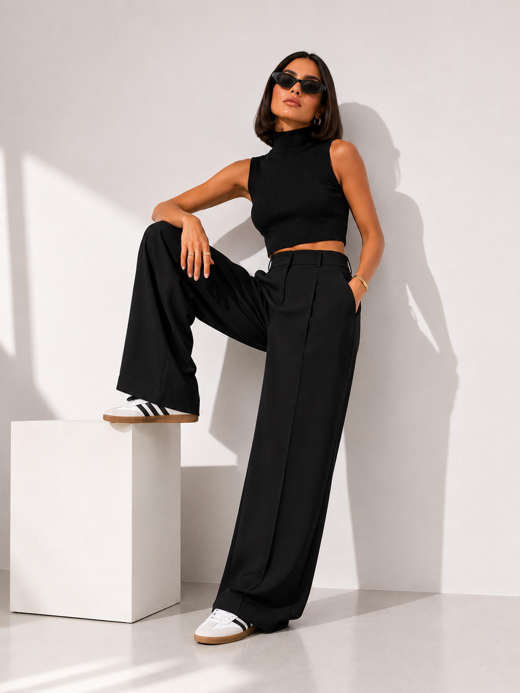 Wide-Leg Tailored Trousers