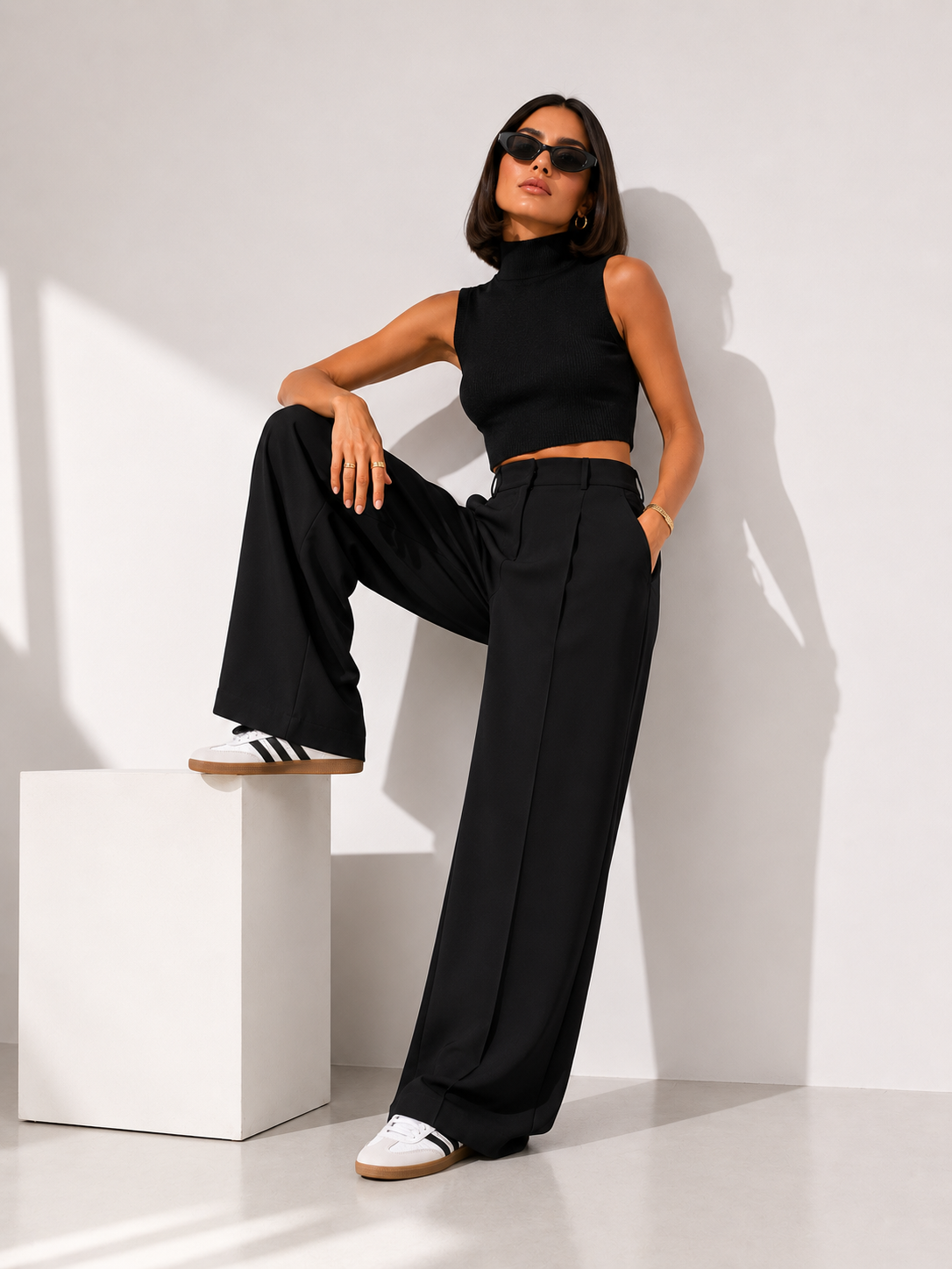 Wide-Leg Tailored Trousers