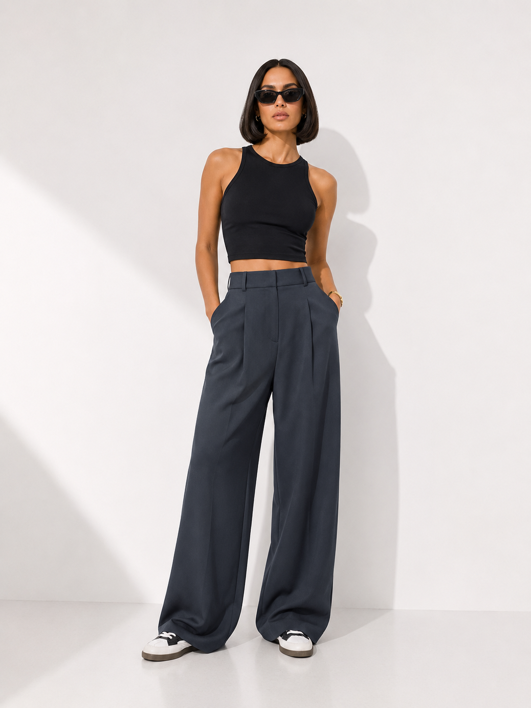 Wide-Leg Tailored Trousers
