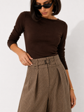 High-Waisted Checked Wide-Leg Trousers