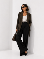 Single-Breasted Blazer with Adjustable Side Ties