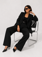 Single-Breasted Blazer with Adjustable Side Ties