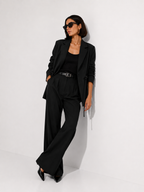 Single-Breasted Blazer with Adjustable Side Ties