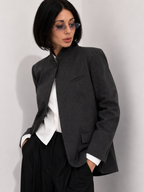 Stand-Collar Structured Blazer