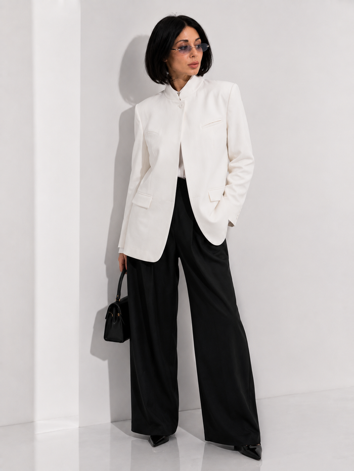 Stand-Collar Structured Blazer