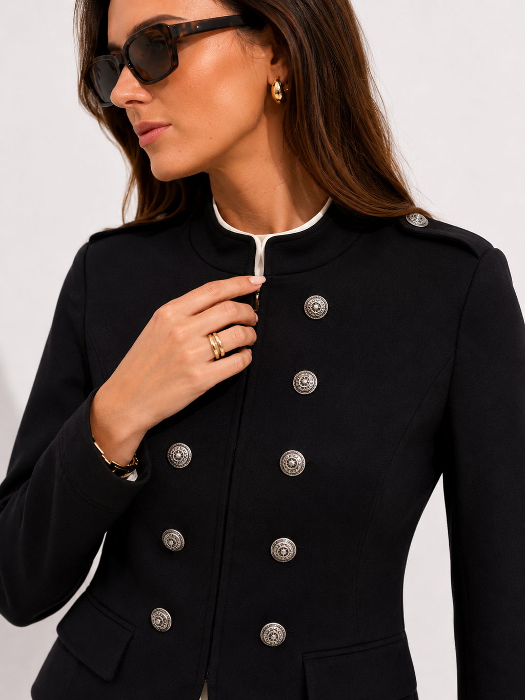 Military-Inspired Cropped Blazer