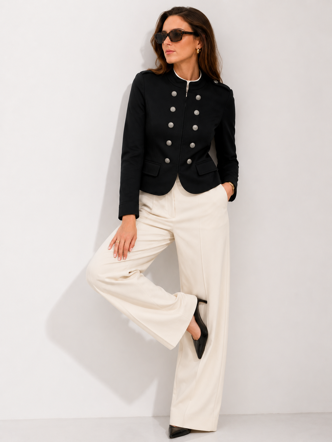 Military-Inspired Cropped Blazer