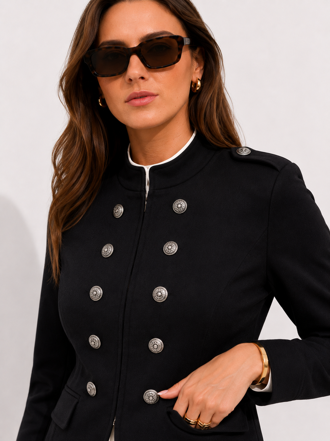 Military-Inspired Cropped Blazer