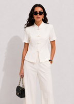 Mandarin Collar Frog Closure Blazer