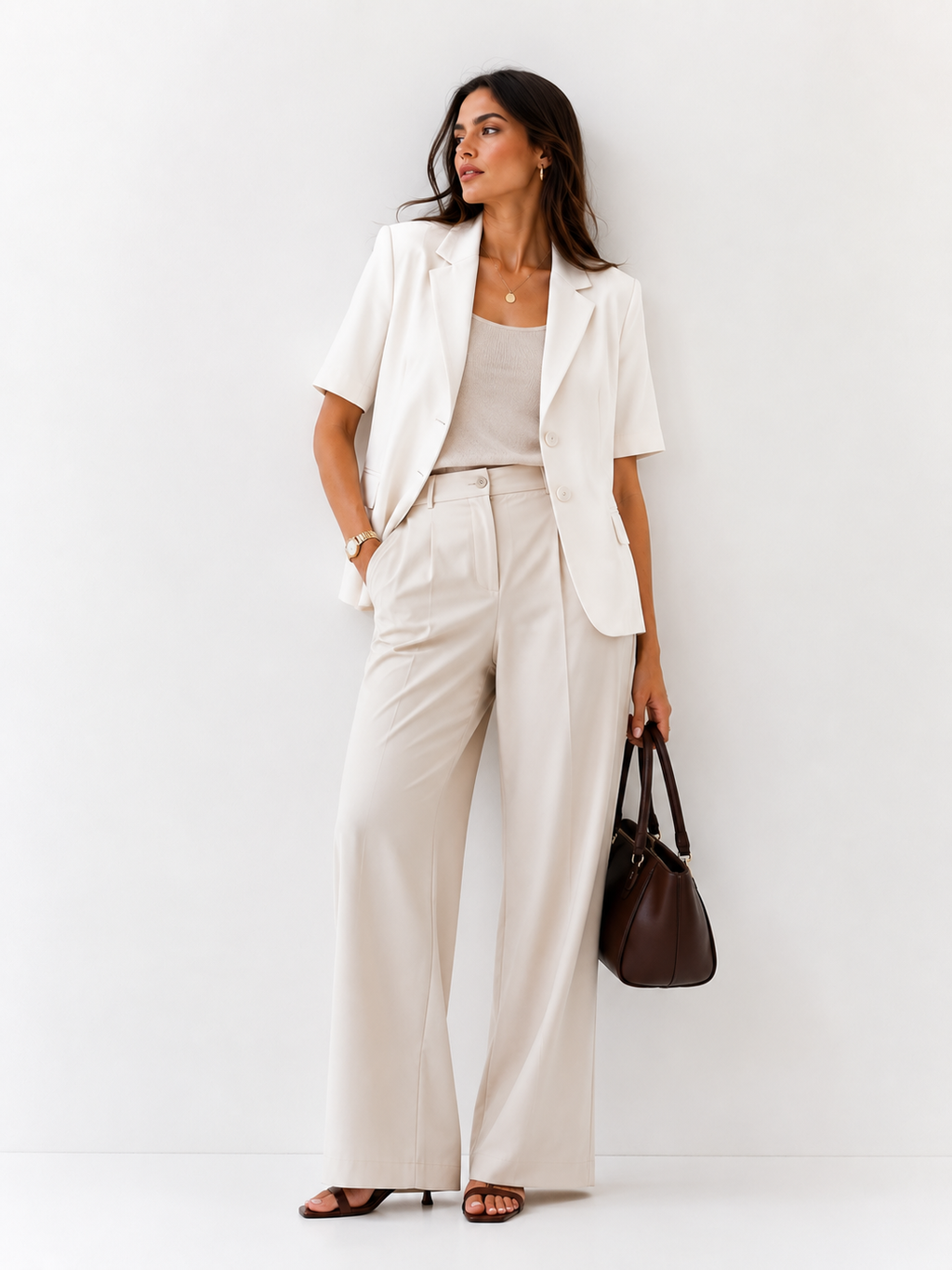 Relaxed Short-Sleeve Cropped Blazer