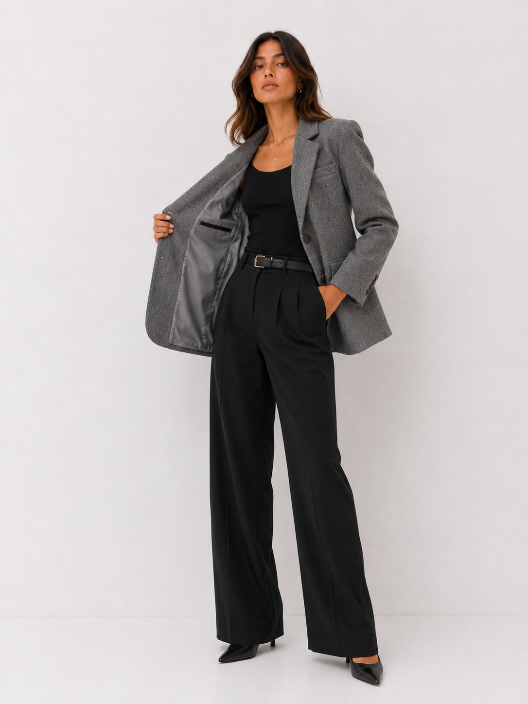 Classic Herringbone Tailored Blazer