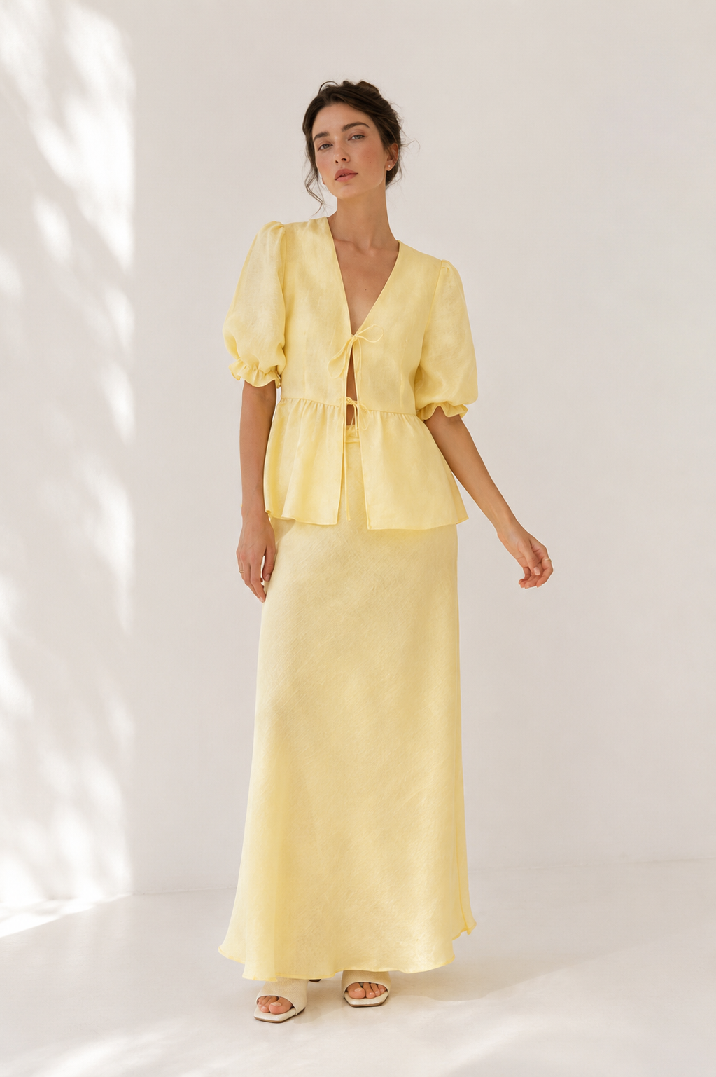 Tie-Front Blouse & Maxi Skirt Co-Ord Set