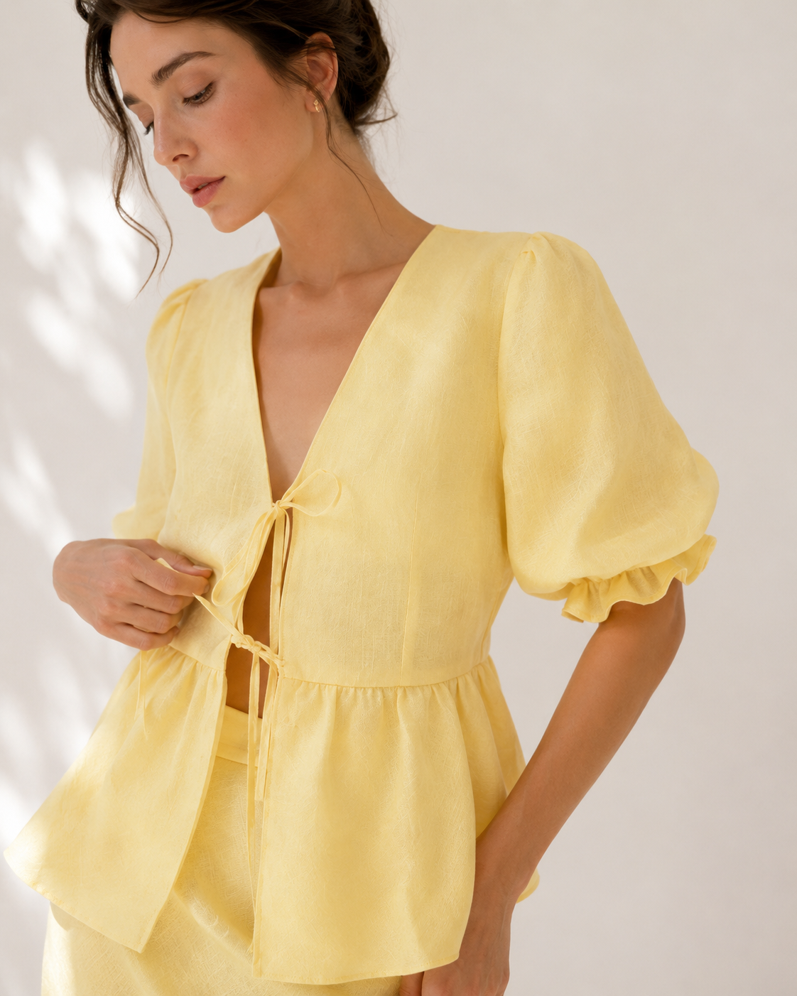 Tie-Front Blouse & Maxi Skirt Co-Ord Set