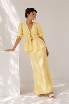 Tie-Front Blouse & Maxi Skirt Co-Ord Set