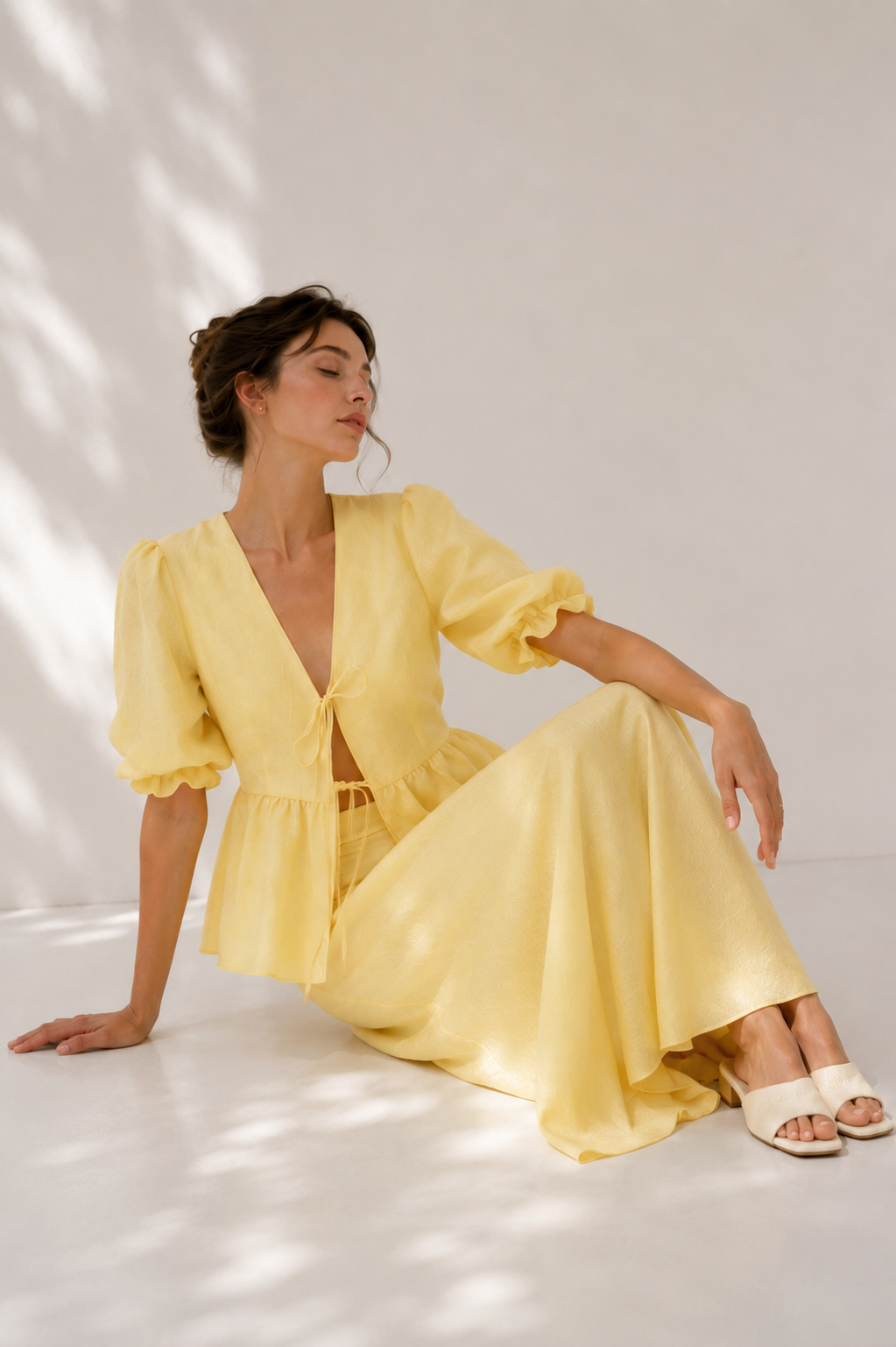 Tie-Front Blouse & Maxi Skirt Co-Ord Set