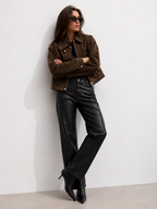 Cropped Utility Suede-Effect Jacket