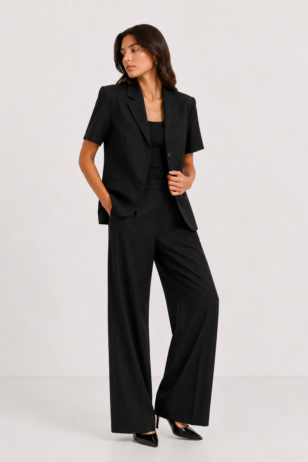 Cropped Short-Sleeve Blazer