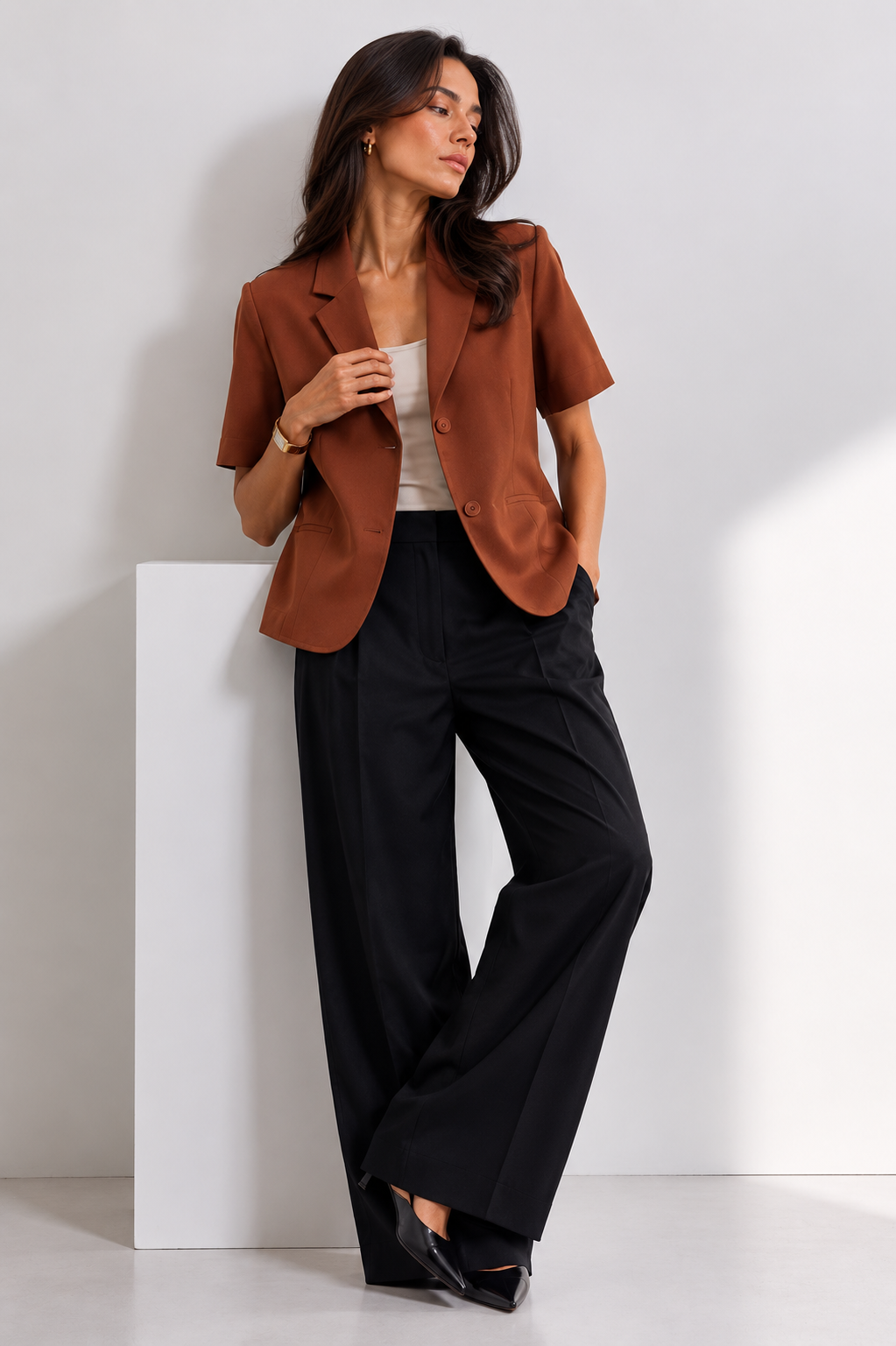 Cropped Short-Sleeve Blazer