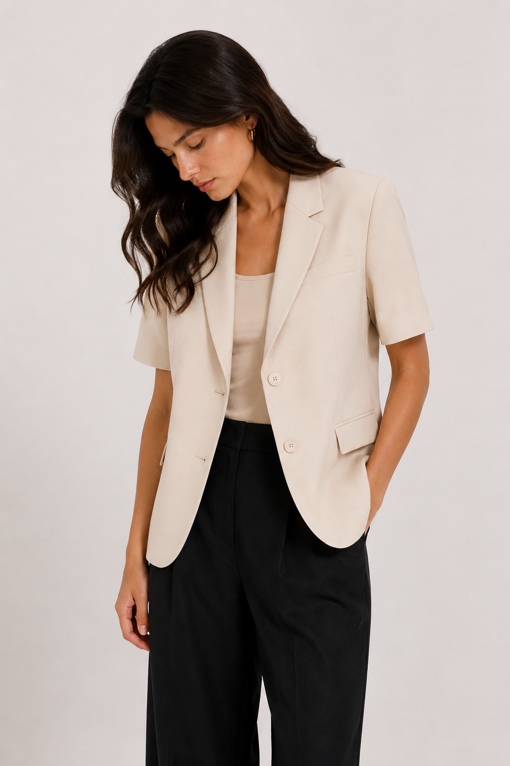 Cropped Short-Sleeve Blazer