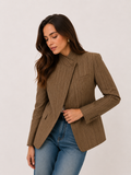 Pinstripe Cape-Shoulder Blazer