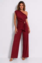 Draped Buckle One-Shoulder Co-ord Set