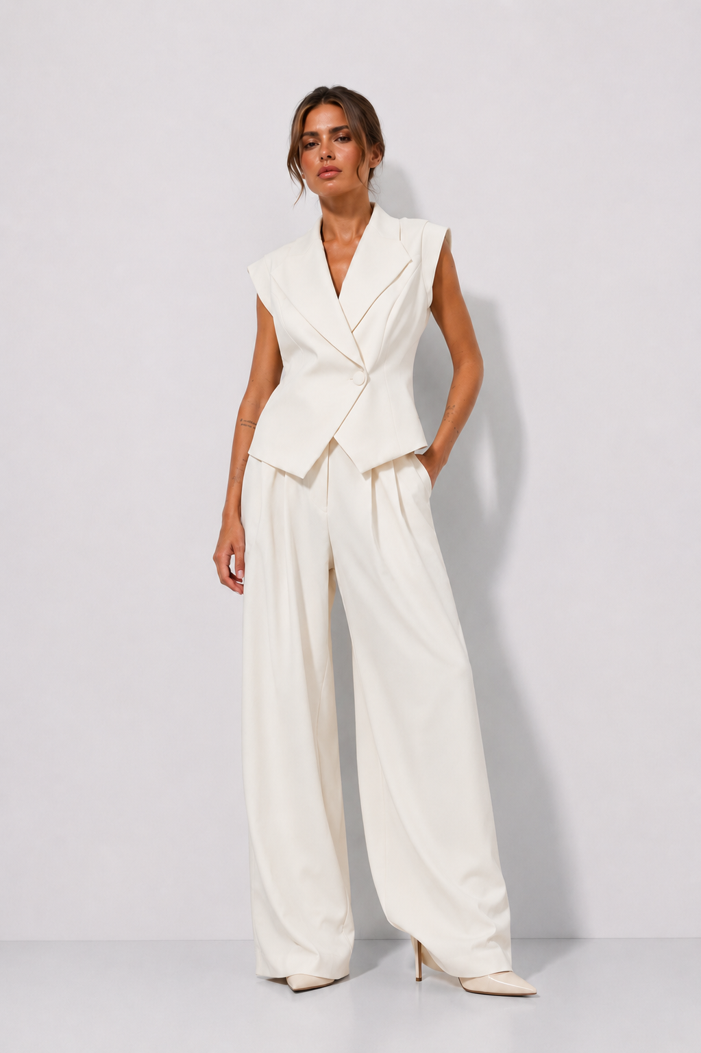 Sculptural Waistcoat and Wide-Leg Trouser Co-ord
