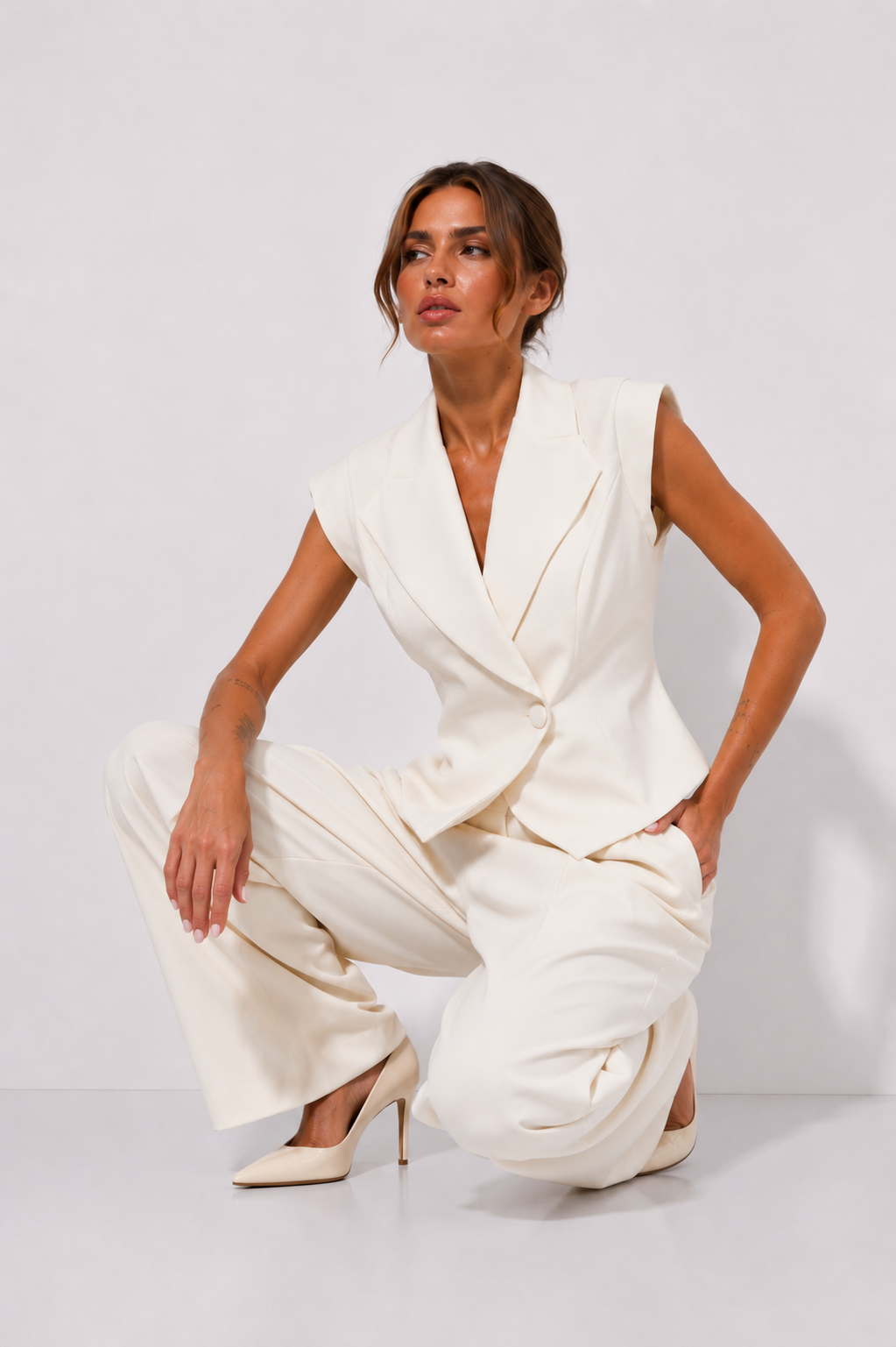 Sculptural Waistcoat and Wide-Leg Trouser Co-ord