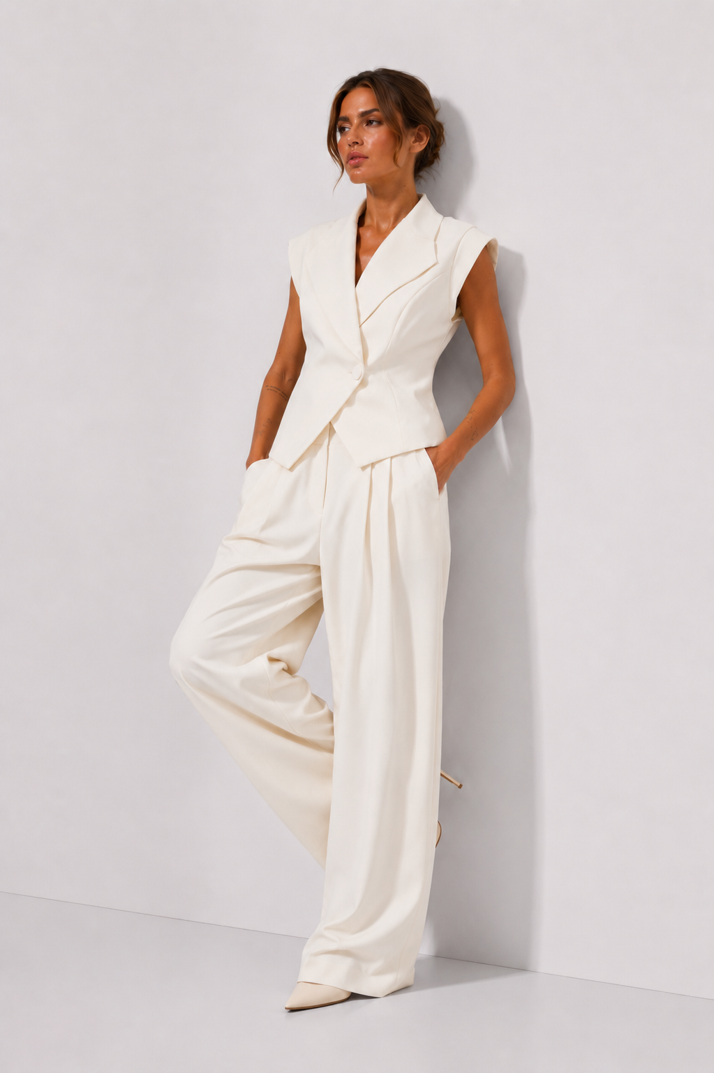 Sculptural Waistcoat and Wide-Leg Trouser Co-ord