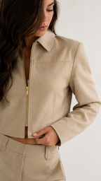 Zip-Up Cropped Jacket and Tailored Trouser Co-ord