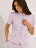 Lavender Mandarin Collar Peplum Suit Set