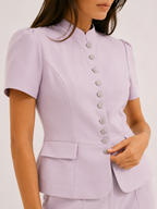 Lavender Mandarin Collar Peplum Suit Set