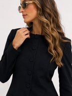 Collarless Tailored Blazer and Mini Skirt Co-ord