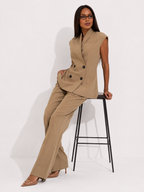 Sleeveless Double-Breasted Waistcoat and Tailored Trouser Co-ord