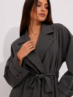 Satin Belted Kimono Jacket and Wide-Leg Trouser Set