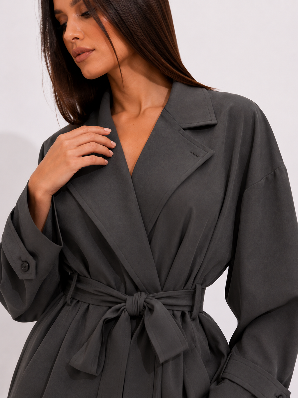 Satin Belted Kimono Jacket and Wide-Leg Trouser Set