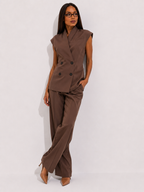 Sleeveless Double-Breasted Waistcoat and Tailored Trouser Co-ord