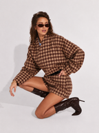 Houndstooth Wool Blouson and Shorts Co-ord