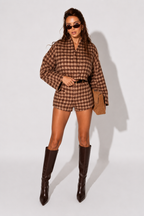 Houndstooth Wool Blouson and Shorts Co-ord