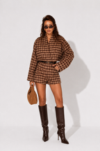 Houndstooth Wool Blouson and Shorts Co-ord