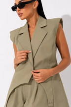 Sleeveless Asymmetric Waistcoat and Short Co-ord