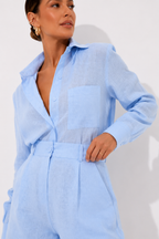 Linen-Blend Oversized Shirt and Tailored Shorts Co-ord
