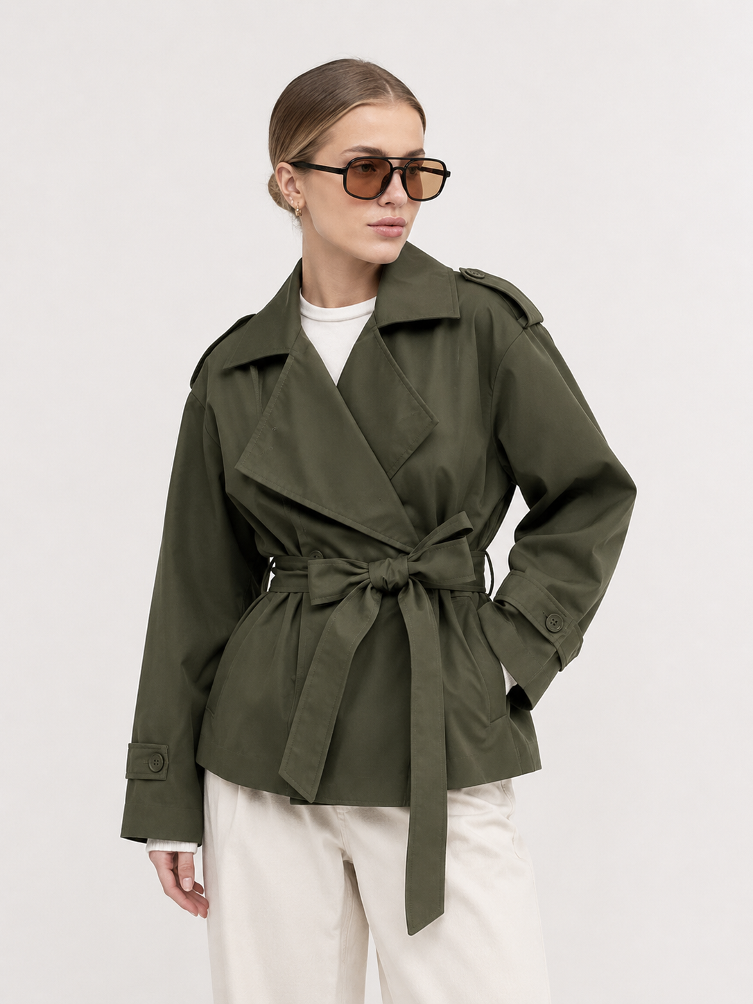 Relaxed Tie-Waist Trench Jacket
