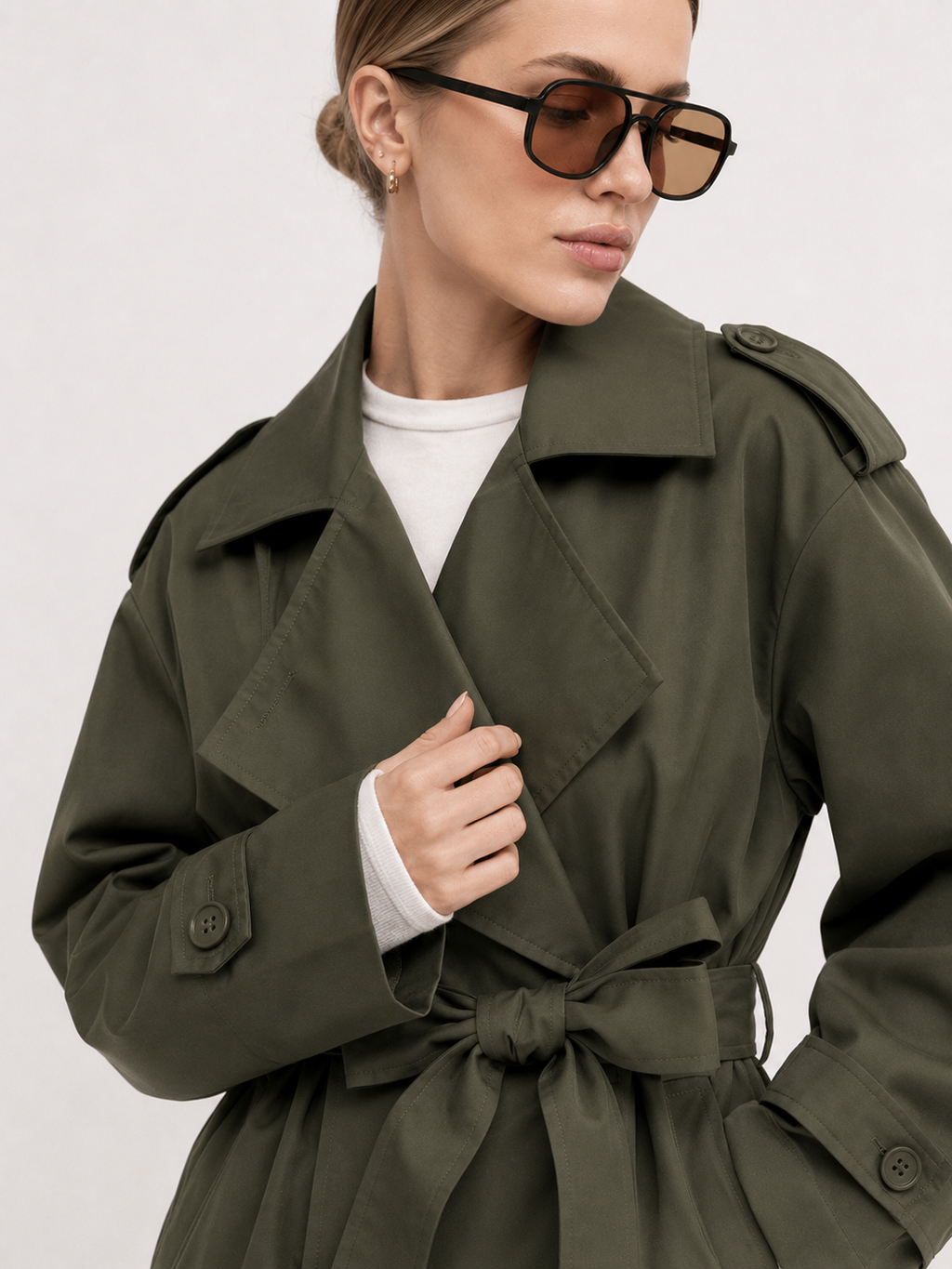 Relaxed Tie-Waist Trench Jacket