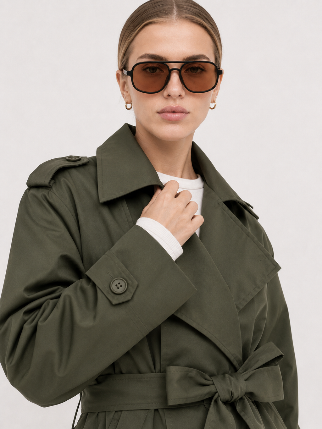 Relaxed Tie-Waist Trench Jacket