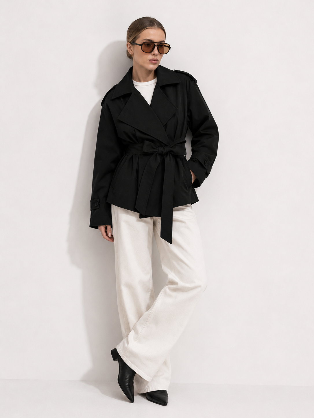 Relaxed Tie-Waist Trench Jacket