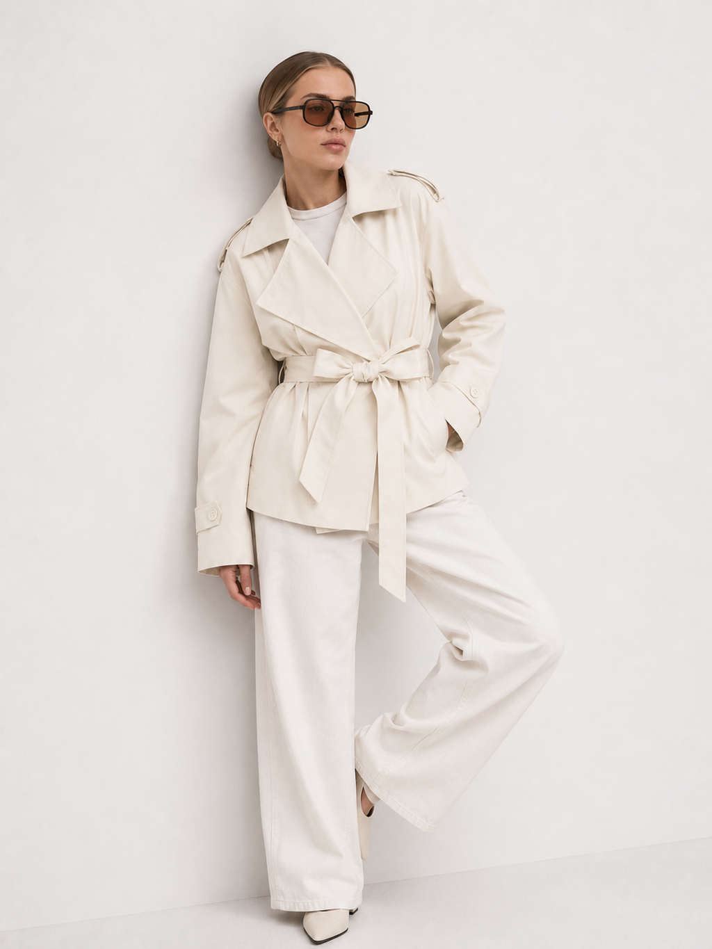 Relaxed Tie-Waist Trench Jacket