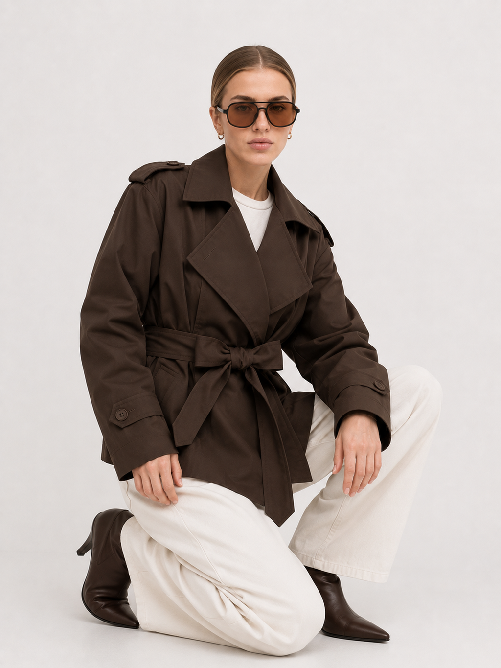 Relaxed Tie-Waist Trench Jacket