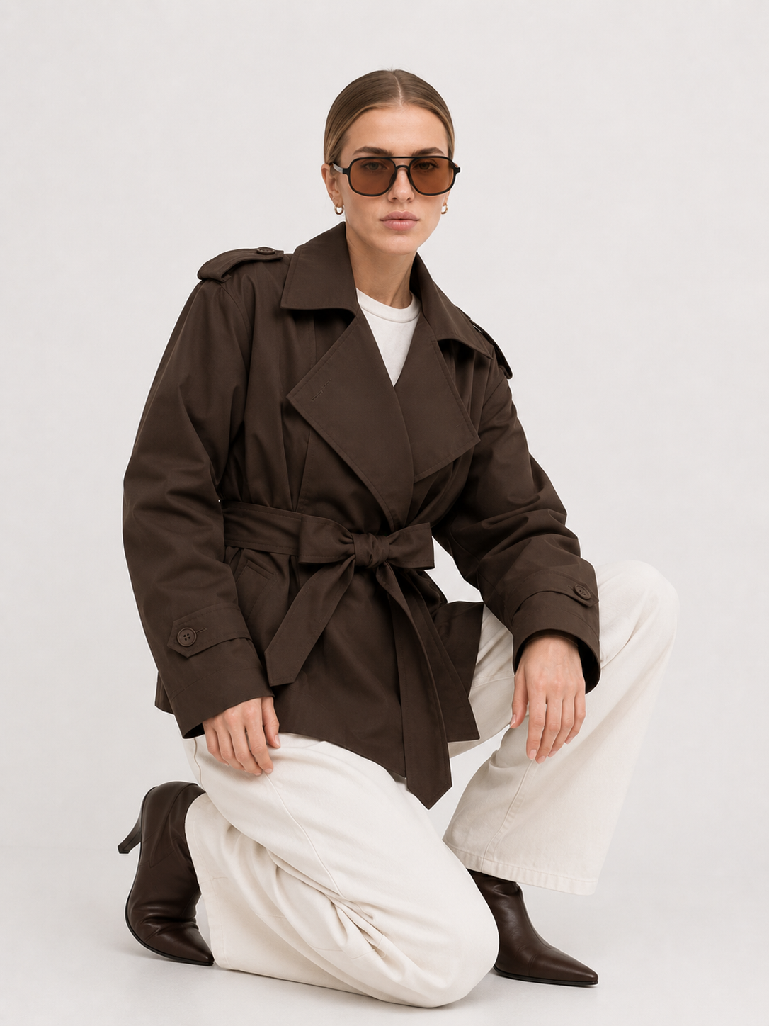 Relaxed Tie-Waist Trench Jacket
